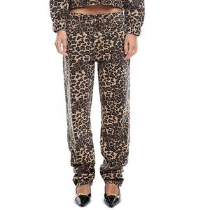LIONESS - Leopard Print Women's Relaxed Pants - Brown/Black